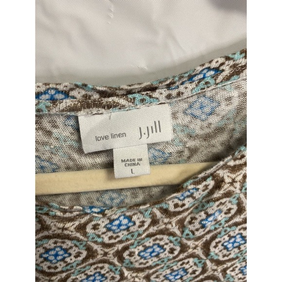J. Jill Love Linen Women’s Geometric Print Pullover Blouse 100% Linen Size Large - Picture 3 of 4